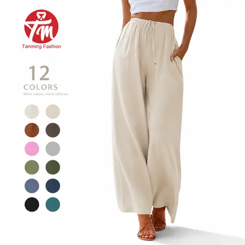 Tanming 2026 Viral Women's Palazzo Pants - Lightweight Summer Maxi Wide Leg Trousers with Pockets, Casual Comfy Pocket Design, Boho Outfits Fabric, Chic Minimalist Women's Clothes Bottoms for Beach, Street,summerwins,summeroutfits,vacationoutfits,beachout