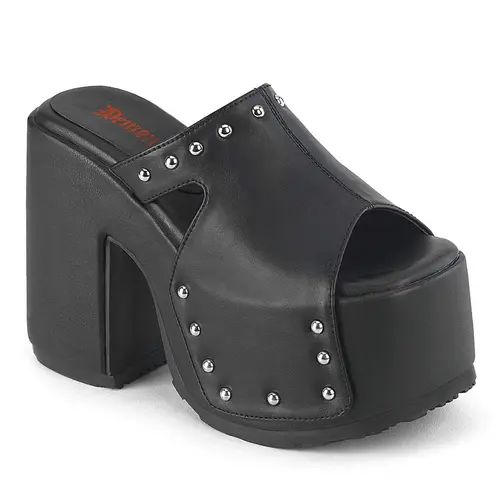 Demonia Camel-109 Black Vegan Leather Sandals