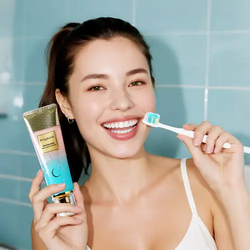 【BodyAccel】 Niacinamide Whitening Toothpaste - Fast Acting Formula with Peach Extract & Mint for Sensitive Teeth - Eco Friendly & Fluoride Free - 100g