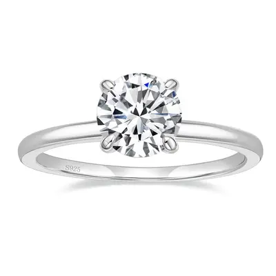 EAMTI 1.5CT 925 Sterling Silver Engagement Rings Round Cut Solitaire Cubic Zirconia CZ Wedding Promise Rings for Her Wedding Bands for Women