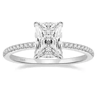 EAMTI 3CT 925 Sterling Silver Radiant Cut Wedding Promise Rings for Women