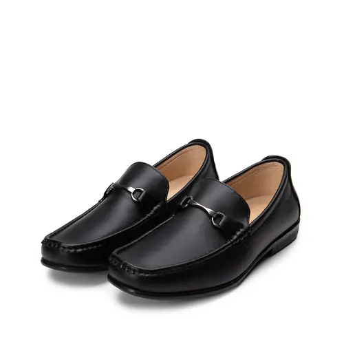 BRUNO MARC Men's High Quality Classical Style Horsebit Black Loafers - Casual Slip-On Footwear, Hand-Sewn Effortless Wear, Summer Non-Irritating Shoes