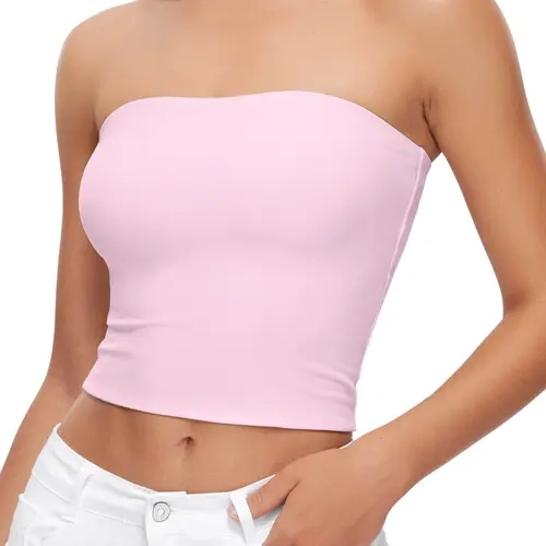 CRZ YOGA Butterluxe Double Lined Tube Tops for Women Basic Bandeau Cropped Tops Strapless Casual Going Out Crop Top