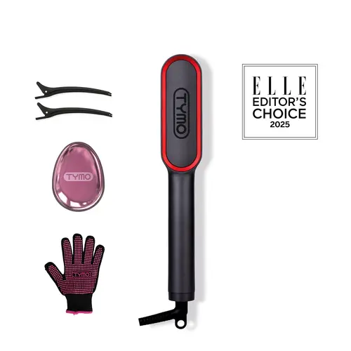 TYMO RING PLUS Ionic Thermal Brush - Titanium-Coated Straightener Iron, 2X Heat, 9 Temp Settings, LED Display, 20s Fast Heat-Up, Corded, Dual Voltage, All Hair Types, Gift-Ready Bundle for Blowout Hair, Easy Blowout, Frizz Control, Travel Salon Tool