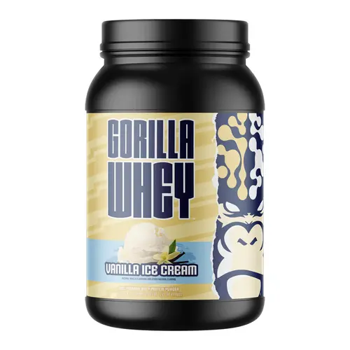 Gorilla Whey Protein Powder - 25g High Protein Supplement, 30 Servings, Lactose-Free, 24 Months Shelf Life, Supports Sports Performance, Bone Health & Cholesterol Management for Fitness Adults