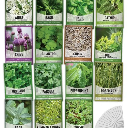 15 Herb Seeds Assortment Pack | Non-GMO 5200+ Heirloom Seeds for Indoors, Hydroponics and Outdoors Gardens with Free Plant Markers and Growing Instructions