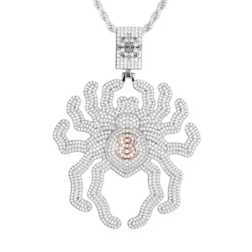 UCCIYO Spider Pendant P455 S925 Sterling Silver Insect Pendant Necklace Exquisite Pendant Suitable for Men and Women Hip Hop Jewelry Gifts summerwins【#P455】