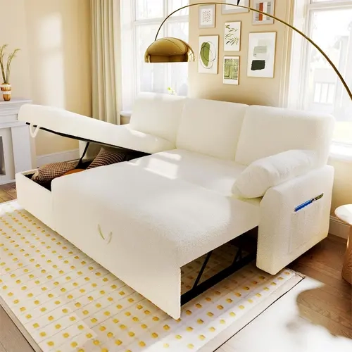 【Ships in Multiple Boxes】AMERLIFE 84in/91in/106in/110in/112in/130in Sofa Bed, Sleeper Sofa with Storage Chaise- 2 in 1 Pull Out Couch Sofa for Living Room, Comfy Sofa Sleeper #TikTokShopFallDealsForYou