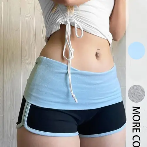 Women's Colorblock Drop Waist Dolphin Shorts, Casual Comfy Shorts for Daily Outdoor Wear, Ladies Bottoms for Summer, Casual Fashion Shorts