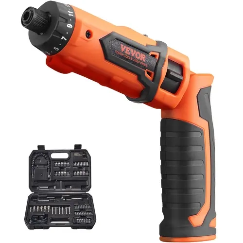 【toolupgrade】VEVOR 8V 7Nm Rechargeable Electric Torque Screwdriver Set, Portable Lightweight Compact with 82 Accessories, Charging Cable, LED Light, Dual-Position Handle, Nut Drivers, Magnetic Bit Holder, Batteries for Home Repair, Work Tools