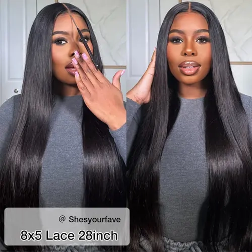 Hermosa Human Hair Lace Front Wig - 8x5 HD Lace, Glueless Frontal Wig, Pre-Bleached, Pre-Cut, Silky Straight, Beginner-Friendly, Ideal for Protective Hairstyles #TikTokShopBlackFriday, Wigs, Protective Hairstyle, Female