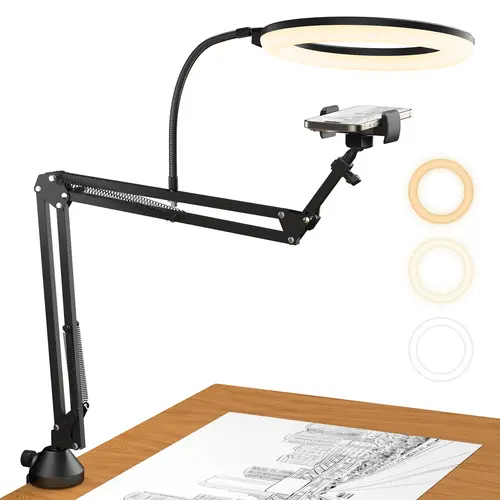 TONOR 10" Overhead Ring Light Kit, Boom Arm & Phone Holder, Adjustable Angle for Recording, Live Stream, Makeup & Nail Art Led Selfie Accessories Selfie Stand #DealsForYouDays summerwins