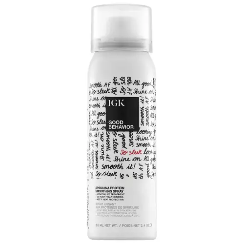 IGK GOOD BEHAVIOR Spirulina Protein Smoothing Spray Travel | Keratin Like Treatment + Frizz Control + Heat Protectant | Cruelty Free | 80ml | 2.4 oz