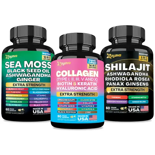 Zoyava Ultimate Wellness Trio: Sea Moss, Collagen, & Shilajit - Multivitamin All-in-1 Dietary Supplements - Made in USA - Highly Potent Ingredients for Fitness & Healthcare