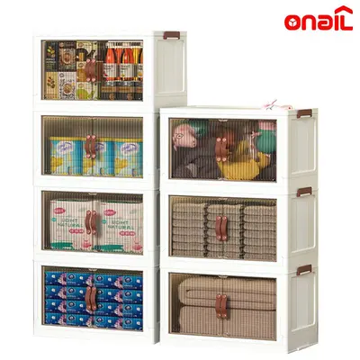 [Winpom16's Special] ONAIL Foldable Storage Bins 128QT with Lid, Magnetic Doors & Lockable Wheels, Stackable storage Boxes for Living Room, Office, Kitchen, Dorm