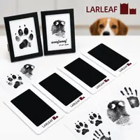 4-Pcs Paw Print Kit + 2 Photo Frame, Larleaf Dog Nose Print Kit, Mess-Free Paw Print Stamp Pad for Dogs & Cats, Clean Touch Ink Pad, Ink Pad for Hand and Footprints, Print Photo Frame Kit, Dog Stuff