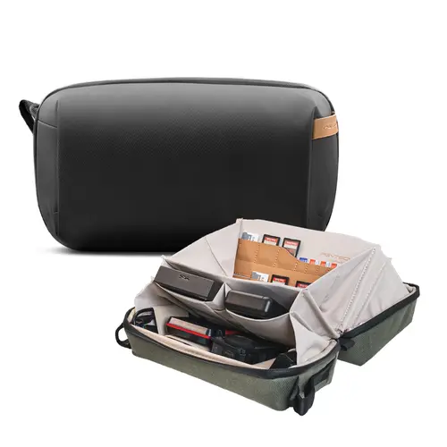 PGYTECH Polyester Fabric Camera Accessory Organizer Bag (1-Pack) - Waterproof, Attachment Points, Fully Open to Take Whatever You Need, 1-Hand Half Open Hold for Accessories Like Flash, Cables, Batteries, SD Cards; None Needed