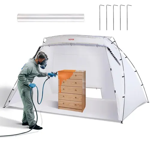 VEVOR Portable Paint Booth - 10x7x6 ft (120x84x72 in) Super Large Capacity Camping Shelter, 20% More Room, Built-in Floor, Mesh Screen, Firm Glass Fiber Poles, Quick Assembly, Easy Carry, Foldable into Bag for Furniture DIY