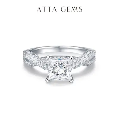 ATTAGEMS Synthetic Moissanite Princess Cut 2.0CT D Color VVS1 Solitaire Engagement Ring - Moissanite Decorated Ring for Women, Anniversary Gift R074, Solitaire Engagement Rings summerwins,summerwins
