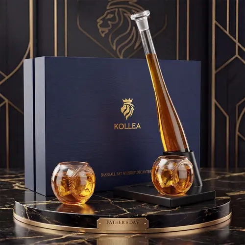 Sports Fan Gifts,Kollea 20 Oz Baseball Whiskey Bottle with 2 Glasses,Halloween Gift&Party Decor,Creative Glass Liquor Bottle,Lead Free Glass,Classy Drink Utensils for Tequila&Bourbon,Birthday&AnniversaryGifts for Him,Brother,Coach,Boyfriend,Decanter Set g