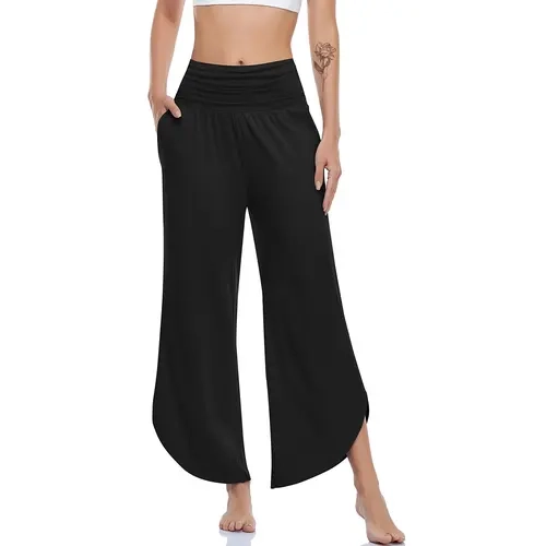 UEU Women's Wide Leg Yoga Pants High Waisted Comfy Loose Casual Trouser with Pockets Comfort Lightweight Soft Chic Basic Bottom Fall Womenswear