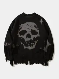 Men's Ripped Drop Shoulder Sweater Pullover, Loose Casual Street Soft Comfy Long Sleeve Round Neck Casual Trendy Jumper for Fall, Fashion Men's Knitwear for Daily Wear, Soft Fabric Pullover, Casual Pullover Tops, Streetwear Pullover