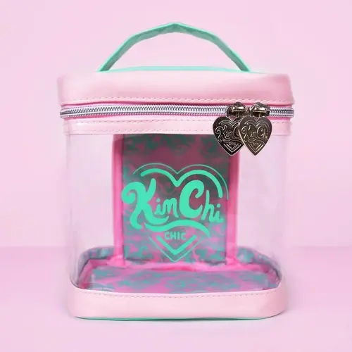 KimChi Chic Beauty Bag Square - Clear, Vegan Leather, Makeup Bag