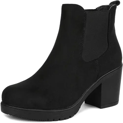 Dream Pairs Women's Soft Suede Chelsea Ankle Boots - 3" Platform Block Heels, Slip-On, Synthetic Sole, Comfortable Heels, Dual Gore Panels, Women's Shoes for Walking