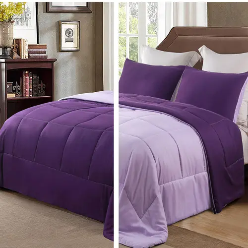 Exclusivo Mezcla Queen Size Polyester Bed Set, 2/3-Piece Classic Solid Bedding with 220gsm Microfibre Down Alternative Comforter, 2 Pillow Shams, Lightweight Reversible Breathable All-Seasons, Machine Washable
