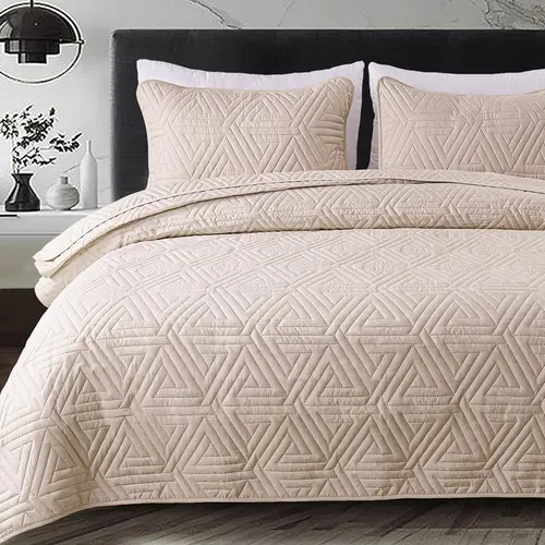 【Fall Deals For You】Whale Flotilla Soft Quilt Set for All Seasons,Ultrasonic Geometric Bedding Set, Lightweight Reversible Bedspread, Coverlet, Bed Cover with Pillow Shams