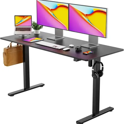 40x24in Modern Electric Height-Adjustable Composite Standing Desk - Quick-Setup, Ultra-Durable Office Furniture, Desk for Bedroom, Automatically & Multi-Level Adjustable Workstations for Home Office, Automatically Adjustable Desks & Workstations