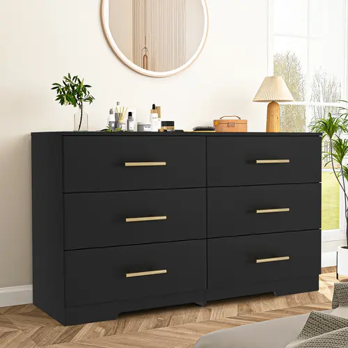 Spaco 6-Drawer Sturdy Wooden Dresser - Bedroom Decor, Home Decor, Closet Organization, Furniture for Small Spaces, Nightstand, Apartment Accessory