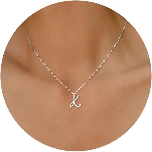 TEWIKY Initial Necklace For Women Girls Dainty Letter Pendant Necklace Trendy Waterproof Simple Cute Necklaces Custom Personalized Monogram Choker For Girls Gift Modern Versatile Accessories For Valentineday Personalized Statement Necklace Trendy Charm Ne