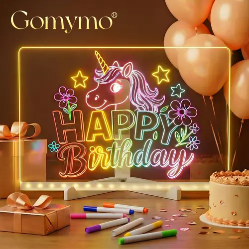 GOMYMO LED Drawing Board for Kids, Dry Erase Light-Up Drawing Board with Stand, Markers & Wipes, Erasable Reusable Board for Kids Learning, Ideal Birthday & Christmas Gift