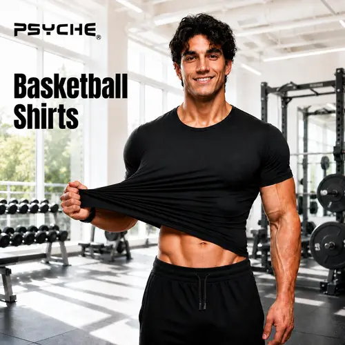 PSYCHE Men's Polyester Compression Shirts - Quick-Drying, Breathable Fast-Dry Fabric for Gym Running, Biking, Outdoorfun