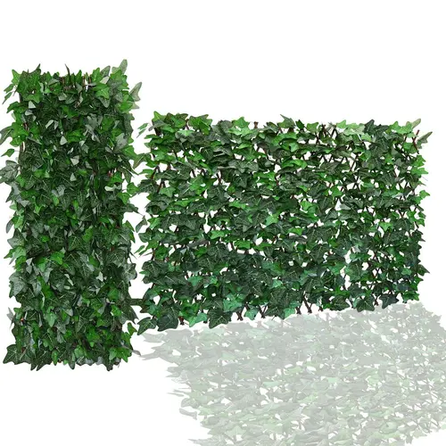 Expandable Artificial Ivy Garden Fence Privacy Screen - Decorative Garden Supplies, Adjustable Size Fence Cover, Steel-Nail Connected Panels, Anti-Ultraviolet Sun Protection, Eco-Friendly Willow & PE Artificial Leaves, All-Year Use for Balcony Patio