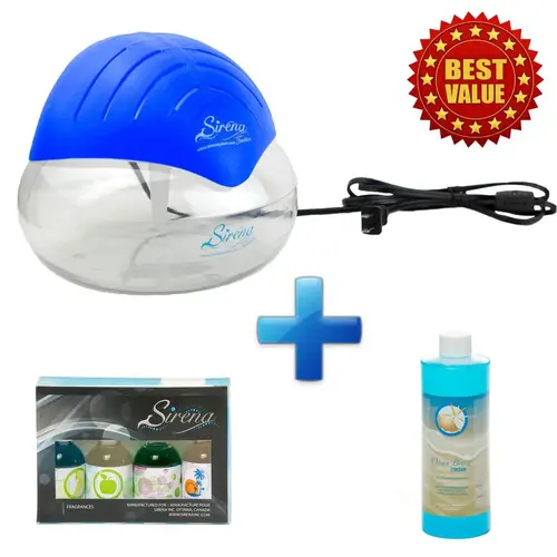 Sirena Twister Blue Original Water Purifier Premium Pack - 8x8x8in Tropical Fragrance Machine, Ocean Breeze Deodorizer, Fragrance Oils, Essential Oil Aroma Diffuser with LED Night Light, Eucalyptus Mist, 2.86 lbs, Ambiance-Adds for Home, Office