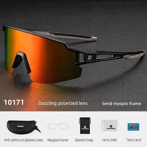 ROCKBROS Polarized Bike Shades - Windproof UV400 Anti-Glare ColorReal Film Lenses, Unisex Sporty Sun Protection Outdoor Sports Eyewear, Lightweight TR Frame, Adjustable Pads, Anti-Skid Temples, Built for Cycling Driving Fishing