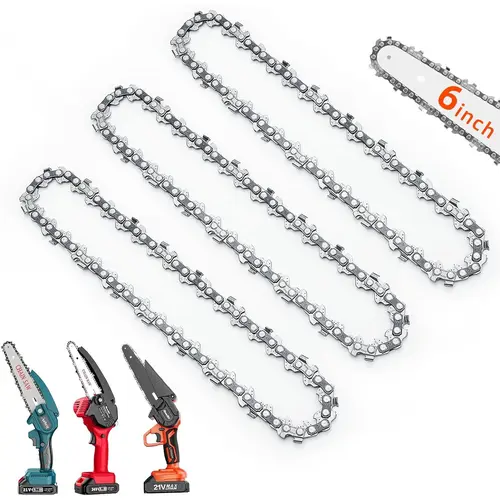 Seesii 6/8/10/12 Inch Chainsaw Chain Replacement for Cordless Electric Mini Chainsaw - 3 Pack