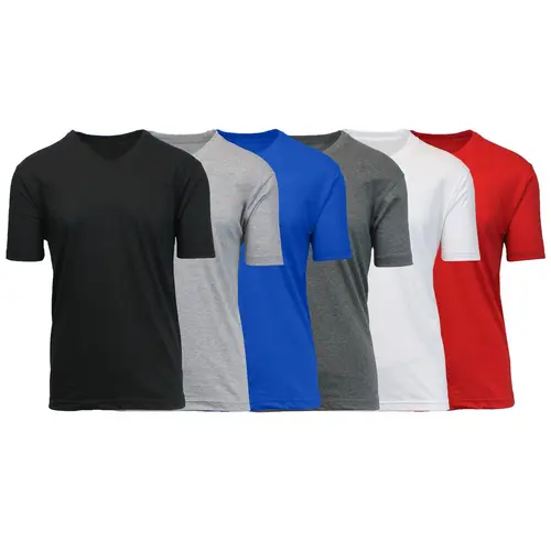 Men's 6-Pack Short Sleeve V-Neck & Crew Neck Classic Tee Menswear Basic