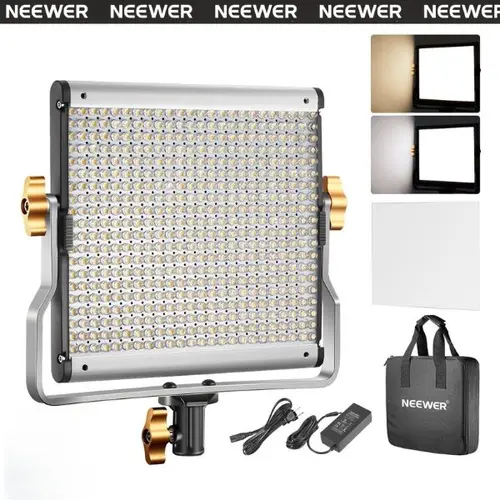 Neewer NL480 Model Dimmable Bi-Color LED Video Light, Adjustable Photo Fill Light with U Bracket, Durable Metal Frame, 480 LED Beads, 3200-5600K, CRI 96+, 3 lbs/1.36 kg, 1-Year Support, for Portraits, Streaming Setup, Studio Photography