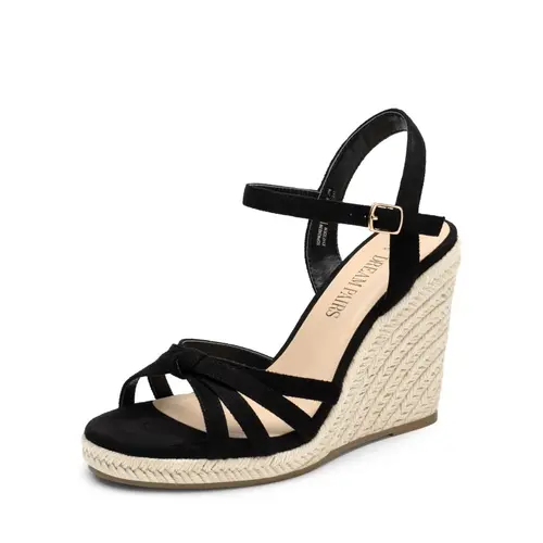Dream Pairs Women's Fashion Braid Strappy Breathable Espadrille Wedge Sandals - 4.13-inch Heel Design Footwear, Effortless Versatility, Casual Comfort for Summer Resort Use