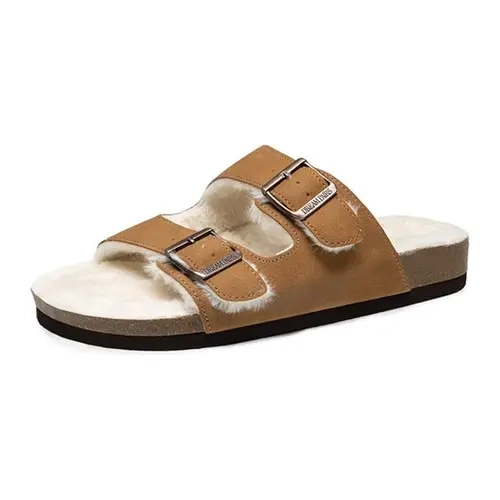 Dream Pairs Women's Classic Vegan Leather Double-Strap Open-Toe Beach Slide Footwear - Slip-On in Seconds Shoes for Women, Lightweight Flats with Adjustable Buckle, Cushioned Latex Footbed, EVA Shock Cushion, Deep Heel Cup for Casual Wear
