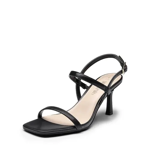 Dream Pairs Women's Strap High Heel Sandals - 2.95 in Square Toe, Adjustable Ankle Strap, Padded Sole, Classy Elevated Sandals for Wedding, Dress, Formal Occasions