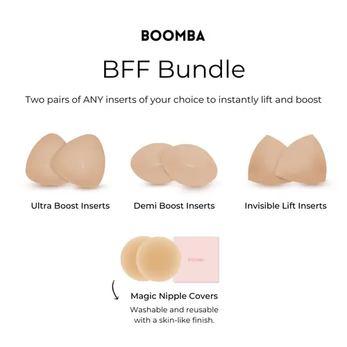 BOOMBA BFF Bundle - Patented Sticky Fashion Bra Inserts - Pack of 2