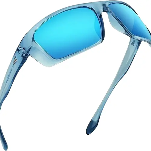 KastKing Huzzah Polarized Sport Sunglasses for Men & Women - Blue Smoke Lenses, UV Protection, Impact Resistant, Oleophobic Coating, Grilamid Frames