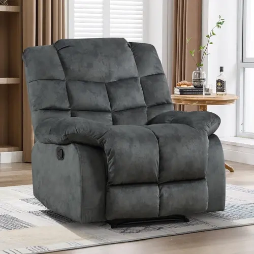 Ebello Recliner Chairs for Living Room Manual Reclining Chair Single Sofa for Bedroom, Gray