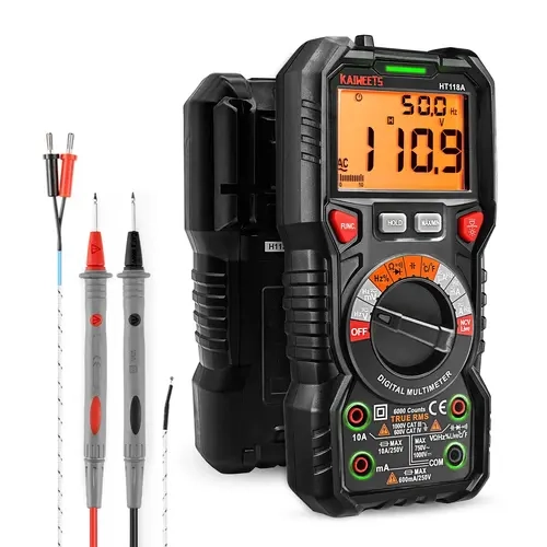 KAIWEETS HT118A Digital Multimeter TRMS 6000 Counts, Auto-Ranging, Ideal for Electrical Professionals and Home DIY Projects Voltage Tester Capacitor smart fast Measurement Tool