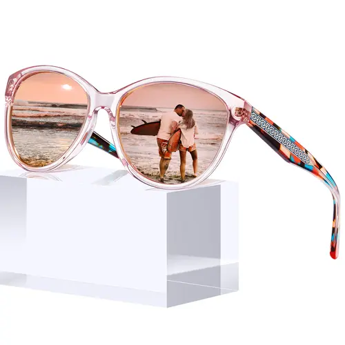 CARFIA Women's Polarized Cateye Luxury Sunglasses - High Quality Eyewear for Women, Female, Italy Acetate Full Rim Handcrafted Frame, TAC UV-Blocking Shatterproof Glarefree Vision Lenses, Embossed Pattern, Wire Core, Color Retention Fashion Accessory