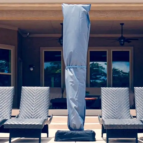SUPERJARE Patio Umbrella Cover, 600D Waterproof Material with Zipper Closure & Zipper Pouch, Hook & Loop Quick-Fit Rod, Fits 7-11 Ft and 15 Ft Double-Sided Umbrellas